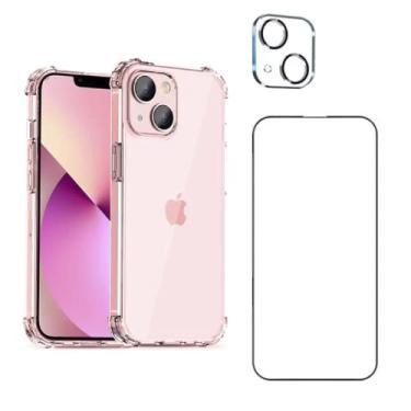 Imagem de Capa Capinha Compatível Com iPhone 13 Mini + Película de Vidro Temperado 3D + Película de Câmera - (Hard Glass Store)