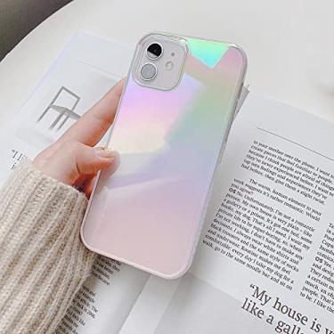 Imagem de Luxo Quadrado Brilhante Galvanoplastia Transparente Laser Rainbow Soft Hard Phone Case Para iPhone 14 13 12 Pro Max 11 Mini Cover, b, Para iPhone 11