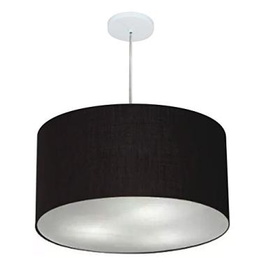 Imagem de Lustre Pendente Cilíndrico Cúpula Tecido 55x30 cm, Vivare Iluminação, Pendente4220 PR, Preto, Médio