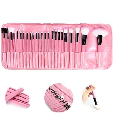 Imagem de Kit de 24 Pincéis Para Maquiagem Profissional Estojo Rosa CBRN13036