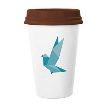 Imagem de Caneca de cerâmica Origami com estampa de pombo de granada abstrata de vidro para beber café