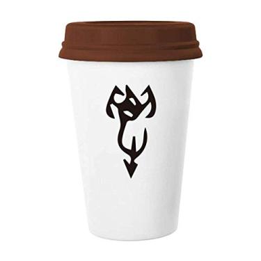 Imagem de Bone Inscription Personagem de sobrenome chinês Xie Caneca de café Copo de cerâmica Tampa de cerâmica