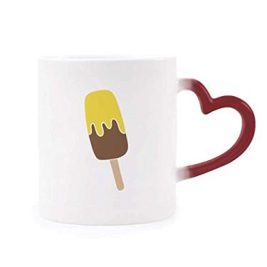 Imagem de Caneca amarela marrom chocolate doce sorvete sensível ao calor Caneca vermelha muda de cor