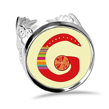 Imagem de DIYthinker G Alfabeto Laranja Fruit Lindo Padrão Anel Ajustável Amor Casamento Noivado