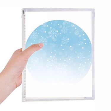 Imagem de Caderno de folhas soltas com flocos de neve, meteorologia, céu azul, diário de papelaria recarregável