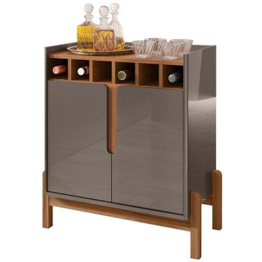 Imagem de Barzinho c/2Pts Adega p/Sala De Jantar Cinza Perola Cedro