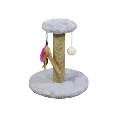 Imagem de Baoblaze Poste de arranhar para gatos, arranhador de gatos, brinquedo interativo para proteger seus móveis, presente para gatos, gatos, gatos, cinza redondo