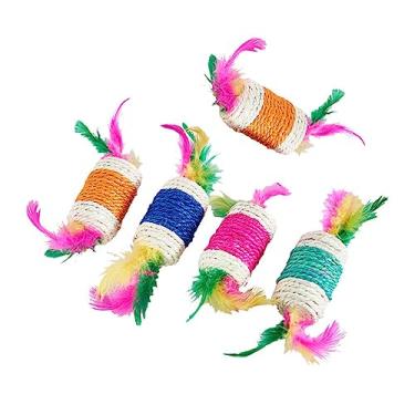 Imagem de Yustery 5 peças brinquedo de rolo de provocação de gatos, brinquedo interativo para animais de estimação, brinquedo para gatos, brinquedo interativo