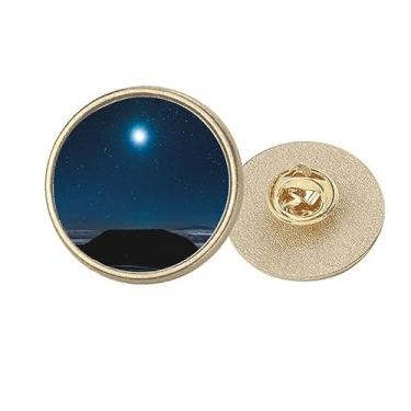 Imagem de Moon Night Sky Art Deco Fashion Round Metal Dourado Broche Clip, Medium, não aplicar