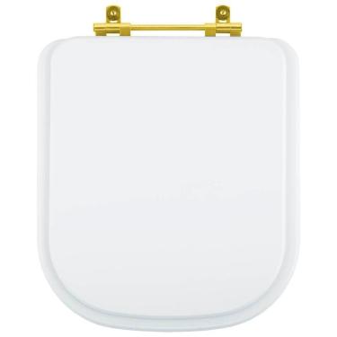 Imagem de Tampa de Vaso Poliester Gap Branco para bacia Roca Com Ferragem Dourada
