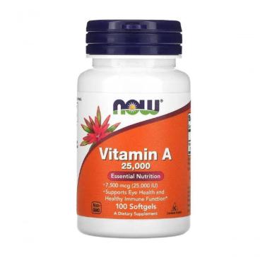 Imagem de Vitamina A, 25.000 Ui, 100 Cápsulas, Now