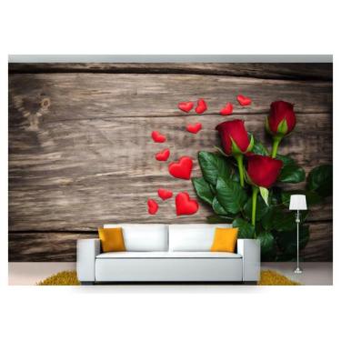 Imagem de Papel De Parede Flores Rosas Romantico 3D Nfl250 - Você Decora