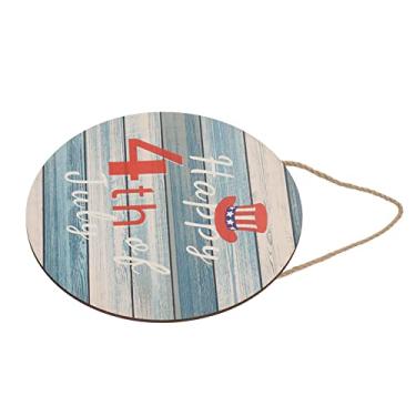 Imagem de Placa de Porta do Dia da Independência, Placa Patriótica para Pendurar na Parede, Design Simples e Prático, Design Composto de Blocos de Cores de Madeira, Texturas Claras para Decoração de Casa