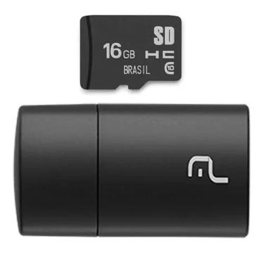 Imagem de Cartão De Memória 16gb Multilaser 2x1 Classe 10 Usb Mc162
