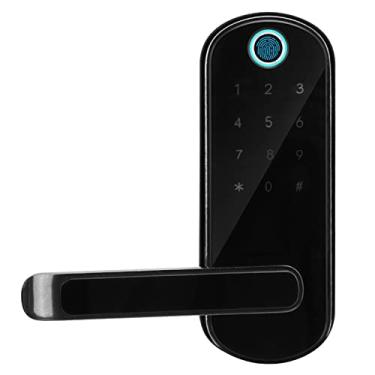 Imagem de Fechadura de porta, reconhecimento de impressões digitais + cartão + senha + trava mecânica, controle remoto de aplicativo digital, fechadura de porta