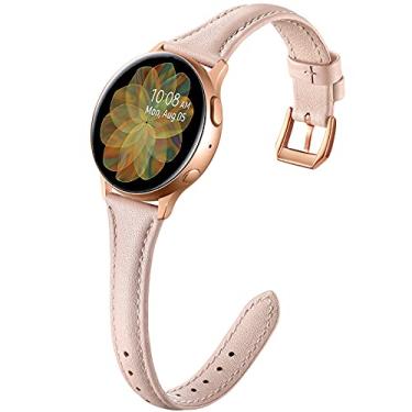 Imagem de GEAK Pulseira de couro compatível com Samsung Active 2 Watch 40 mm 44 mm, pulseira de couro de grão superior para Galaxy Watch 42 mm/Watch 3 41 mm/Gear S2 Classic/Gear, pulseira de