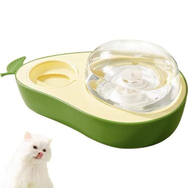 Imagem de Conjunto de tigela elevada para comida de gato e dispensador automático de água, dispensador de água para gatos por gravidade de abacate alimentador lento para cães, bebedouro multifuncional para
