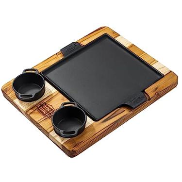 Imagem de CONJUNTO CHAPA PETISCO QUADRADA 2 MOLHEIRAS