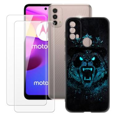 Imagem de MILEGOO Capa para Motorola Moto E40 + 2 peças protetoras de tela de vidro temperado, capa ultrafina de silicone TPU macio à prova de choque para Motorola Moto E30 (6,5 polegadas)