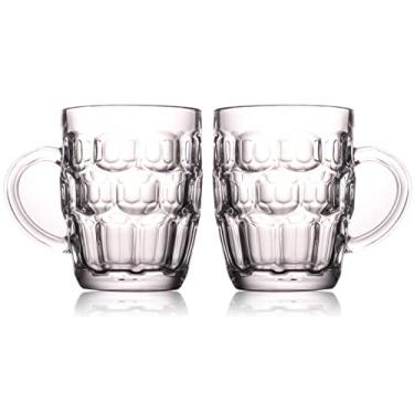Imagem de BothEarn 1 Pint Dimpled Beer Mug Set of 2 - Heavy British Pub Thick Glass with Handle - Stein Cup for Beer Lover in Home Party BBQ