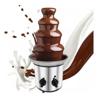 Imagem de Fonte Cascata Chocolate Luxo Grande 4 Torres Eletrica #maquina de chocolate quente #fonte de chocolate #cascata de chocolate #chocolateira #cascata de chocolate profissional
