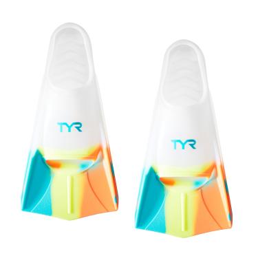 Imagem de TYR Stryker nadadeiras de silicone, laranja/azul-petróleo/amarelo/transparente, pequeno