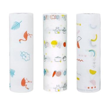 Imagem de Pano Descartável, Panos de Limpeza Descartáveis ​​úmidos e Secos de Uso Duplo Limpeza Eficiente Toalhas de Prato Descartáveis ​​de Tecido Não Tecido para Limpeza Doméstica