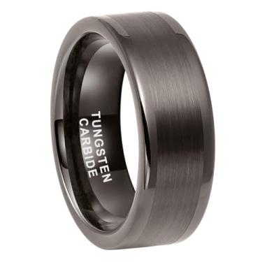 Imagem de TUTISS Anéis de tungstênio de 8 mm prata/preto/gunmetal/ouro para homens e mulheres, alianças de casamento de noivado, fosco polido, corte de tubo, ajuste confortável, Metal não precioso, Sem pedra