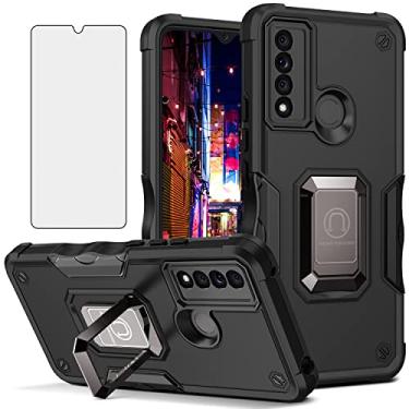 Imagem de Asuwish Capa de telefone para TCL 20XE 5087Z com protetor de tela de vidro temperado e suporte de anel fino suporte híbrido rígido robusto suporte acessórios de célula TLC 20 XE TCL20XECase EX