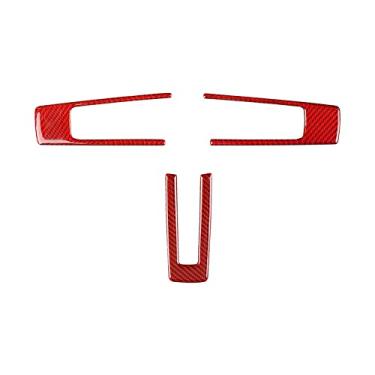 Imagem de FINMOKAL 3 Peças Guarnição Da Tampa Do Painel Do Volante De Fibra De Carbono Vermelha Apto Para Ford Mustang 2009-2013 Preto, Fibra De Carbono