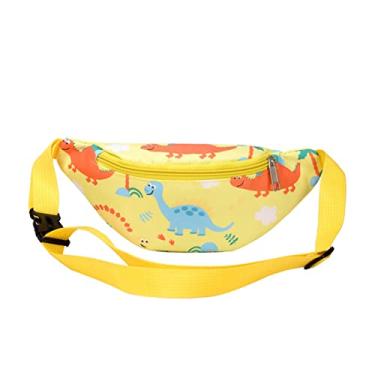 Imagem de Pochete infantil de dinossauro fofo, bolsa de cintura pequena, bolsa transversal para cinto para meninas e meninos, Amarelo, one size, Pochete