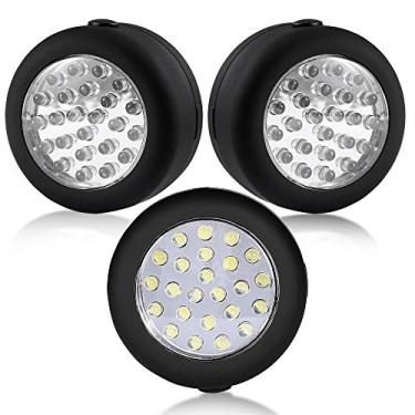 Imagem de Lanterna de trabalho magnética redonda Cade 24 LED com gancho de suspensão integral e conjunto de ímã, pacote com 3 (preto)
