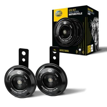 Imagem de HELLA Kit de buzina de disco de 12 V preto série motocicleta 012588011 (ajuste universal/caixa)