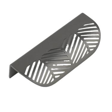 Imagem de Puxadores ocultos para gavetas em forma de folha, maçaneta de folhas, liga de zinco, armário dourado com parafusos, alças para móveis, pérola, cinza, grande