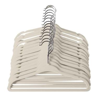 Imagem de Kit 20 Cabide Infantil Veludo Slim Ultra Fino Não Escorrega (Bege)