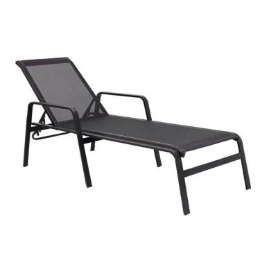 Imagem de Espreguiçadeira Para Piscina Reforçada Aluminio Tela Sling Preto