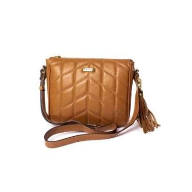 Imagem de Bolsa em Couro Transversal Média Matelassê Barbicacho Caramelo-Feminino