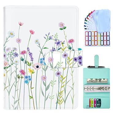 Imagem de Fichário econômico com envelopes com zíper, organizador de dinheiro para dinheiro, fichário A6 de couro PU com envelopes de dinheiro para economizar dinheiro e organizador, envelopes de dinheiro para