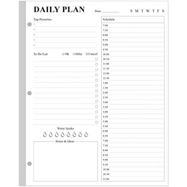 Imagem de Refil de agenda diária sem data – Inserções de agenda A4, refis de lista de tarefas, 100 folhas/200 páginas e refil forrado, 3 furos, papel branco de 100 g/m², 21 x 28 cm