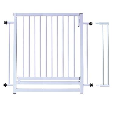 Imagem de Portão Grade para Porta Cachorros Pet Crianças Bebê Reforçado 110cm até 114cm Linha Premium Branco - E-FCS Store