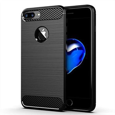 Imagem de Capa para Apple iPhone 8 Plus, capa de material de fibra de carbono, suave antiderrapante, macia, anti-impressões digitais, capa totalmente protetora para Apple iPhone 8 Plus