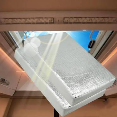 Imagem de Runfider 2 peças 56 x 35,5 x 7,6 cm capa de claraboia para trailer com superfície refletora universal para trailer de ventilação interna isolamento térmico no inverno e verão
