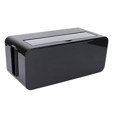 Imagem de Caixa Organizadora de Fio de Soquete, Caixa de Plástico Multiuso, Design de Botão Dupla Face, Bela Decoração, 26,8x12,5x11cm, Material de, Adequado para Decoração (Preto)
