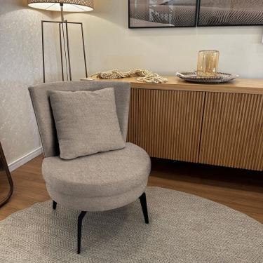 Imagem de Poltrona Lynn Giratória - Tecido Linho Safira Marrom