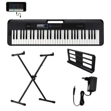 Imagem de Kit Teclado Musical CASIOTONE CT-S300 Preto APP Chordana Play + Suport