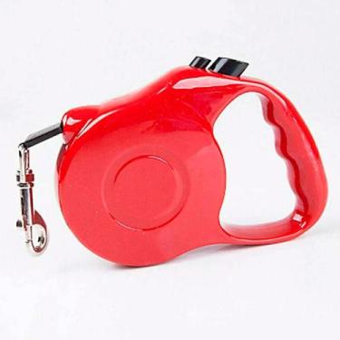 Imagem de Guia Retrátil Puxador Resistente Seguro 20kg 5 Metros - Vermelha - BEL