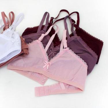 Imagem de kit 5 sutiã juvenil sem bojo para adolescente menina moça de algodão a