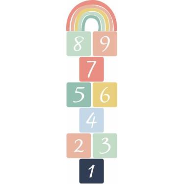 Imagem de Adesivo Para Chão Arco Íris Amarelinha Infantil Laminado - Adesivos Ki