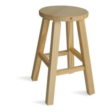 Imagem de Banqueta Média Hardman Madeira Natural Assento Redondo