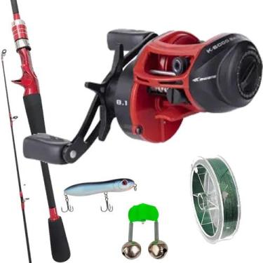 Imagem de Kit Pesca Maruri Carretilha Anti Cabelereira Vara Sino Linha, Esquerdo
